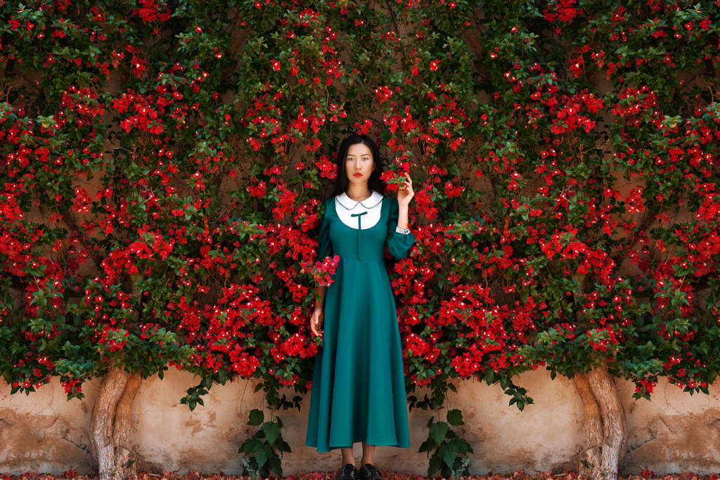 February Fresh - Asian Lady in Flowers