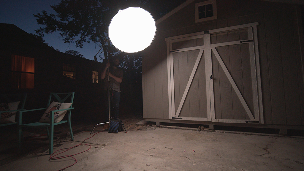 Learn How to Light Exterior Night Shots with One Light - Aputure 300D