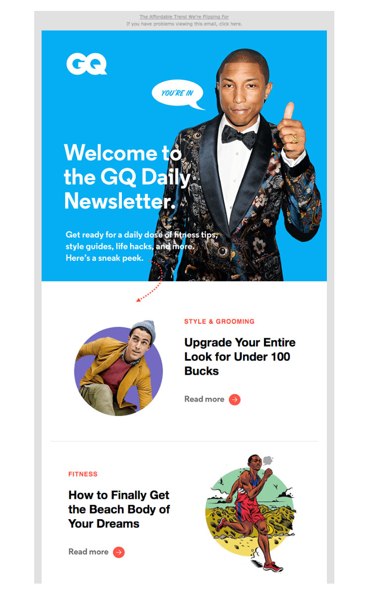 GQ content newsletter email