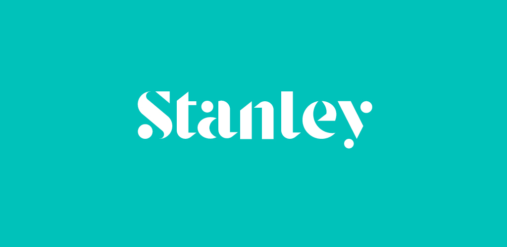 Stanley font on teal background