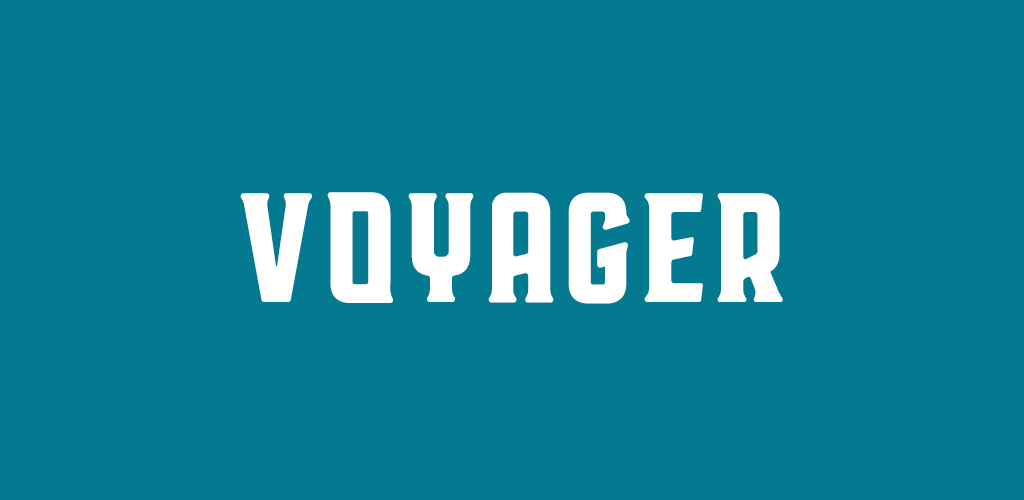 Voyager font on teal background