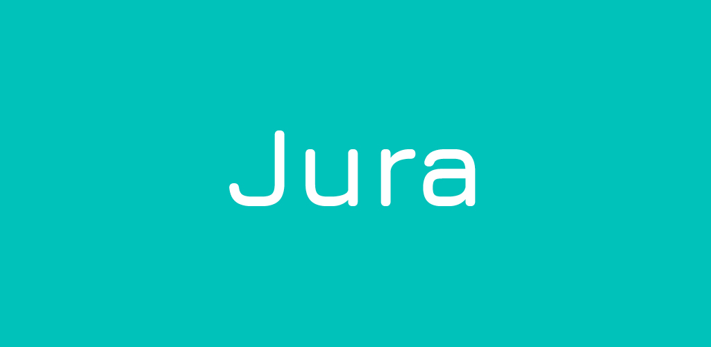 Jura font on aqua green background