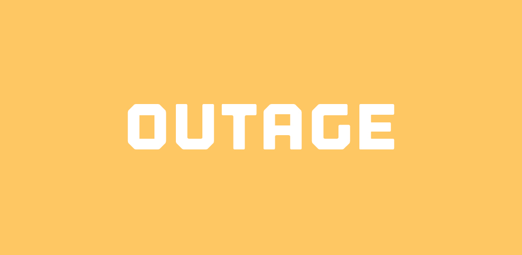 Outage font on light orange background