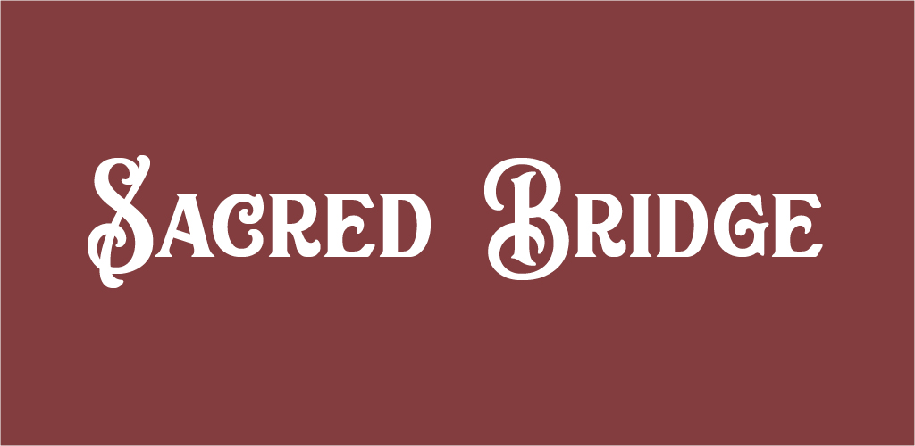 Sacred Bridge font on marroon background