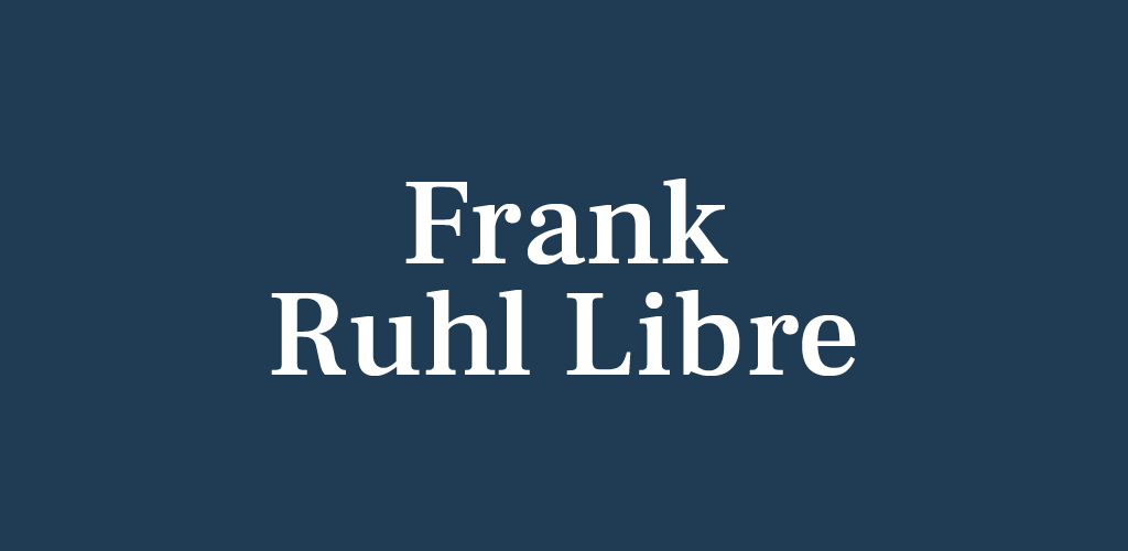 Frank Ruhl Libre font on navy blue background