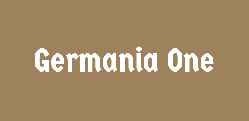 Germania One font on tan background