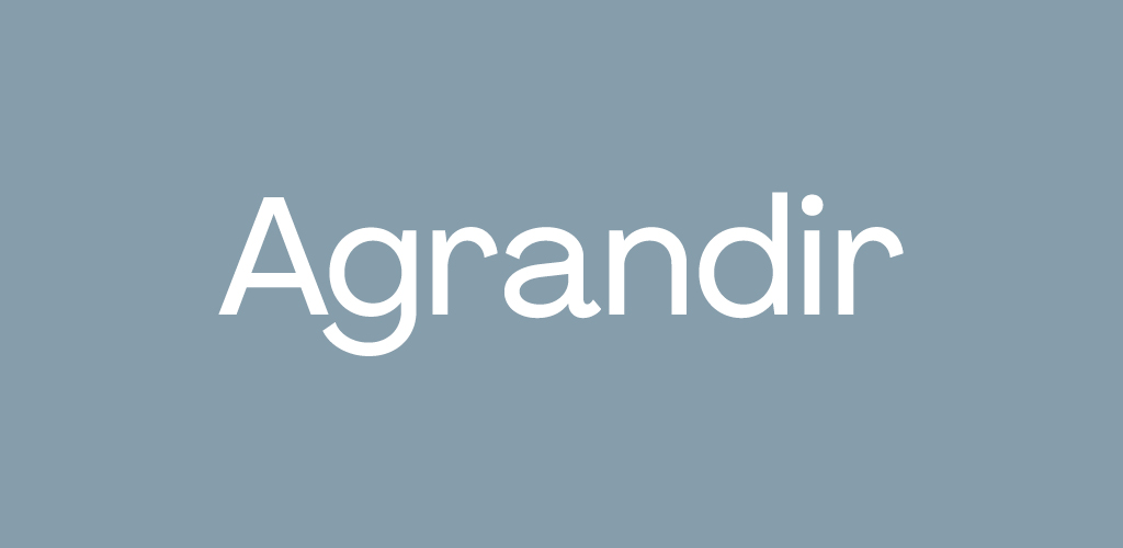 Agrandir font on powder blue background