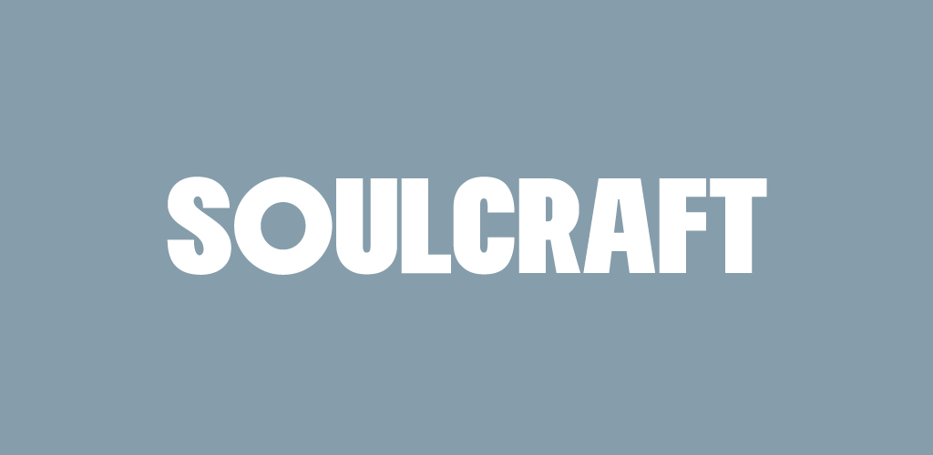 Soulcraft font on light blue background