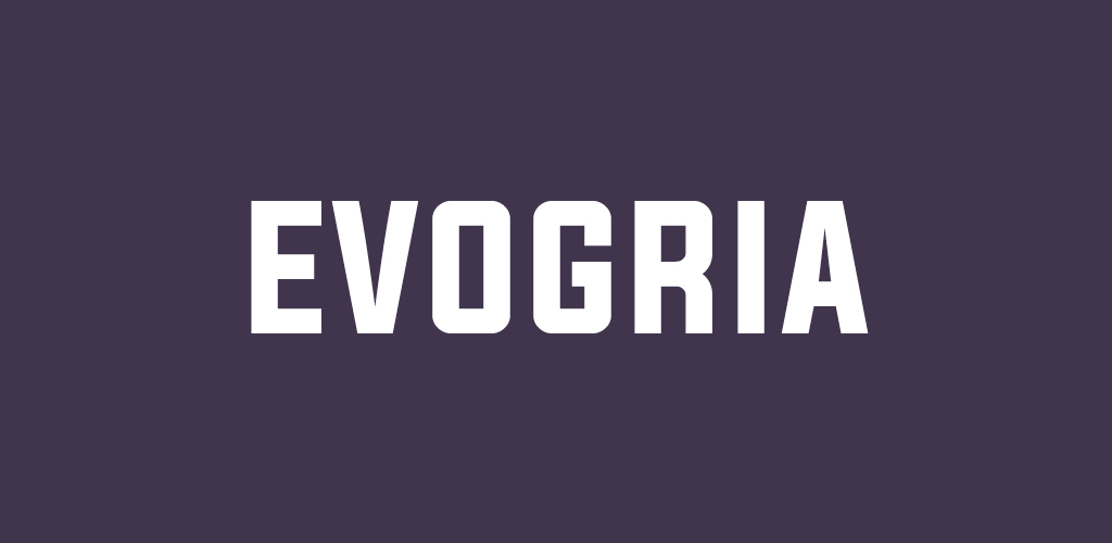 Evogria font on purple background