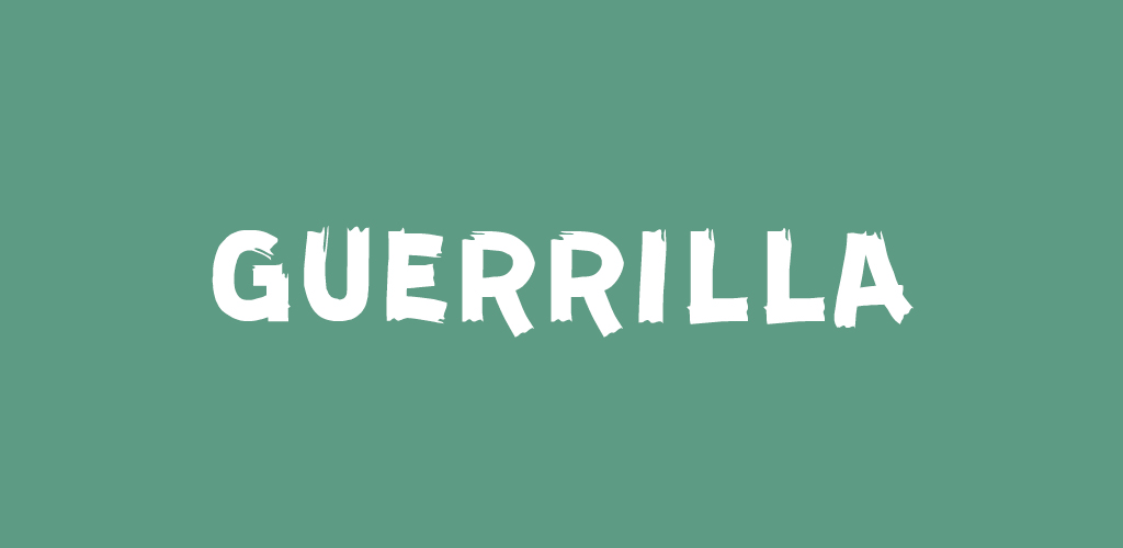 Guerrilla font on green background