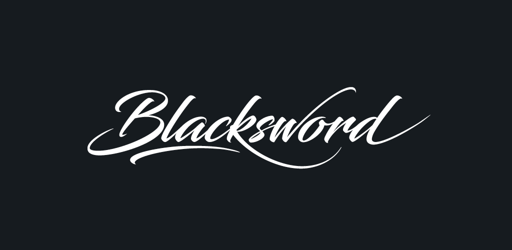 Blacksword font on black background