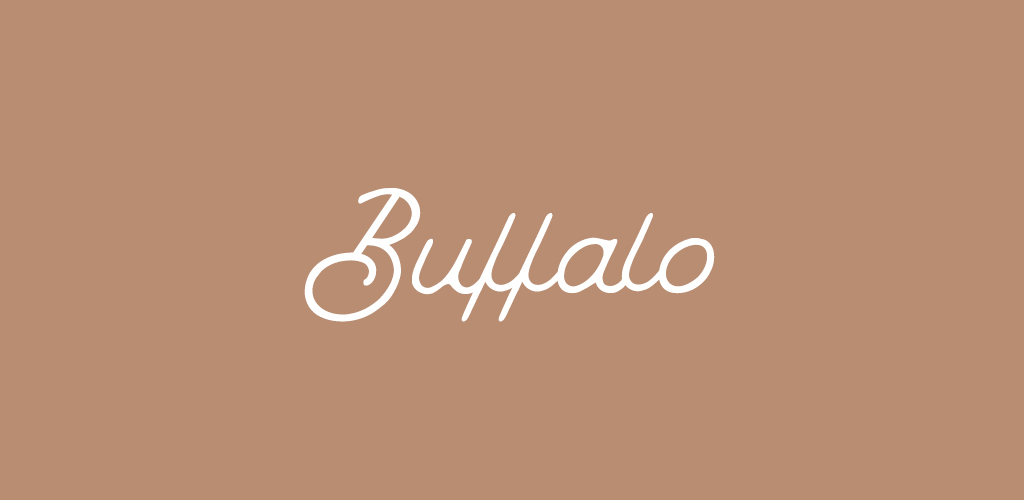 Buffalo font on tan background