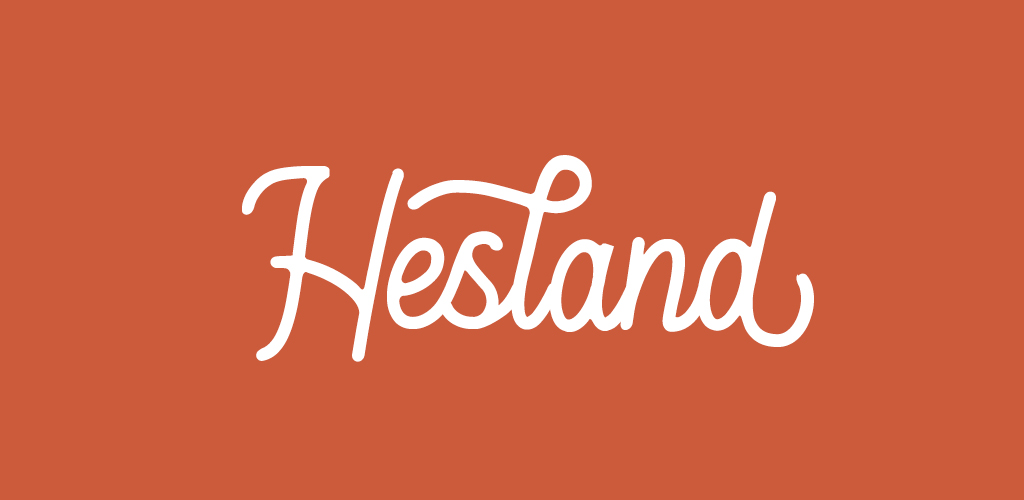 Hesland font on burnt orange background