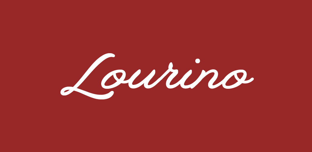 Lourino font on burnt red background