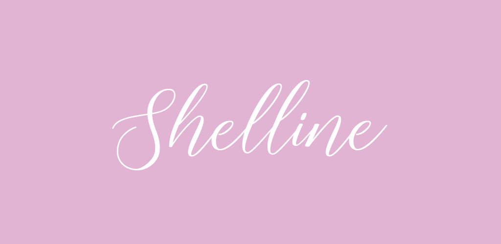 Shelline font on mauve background