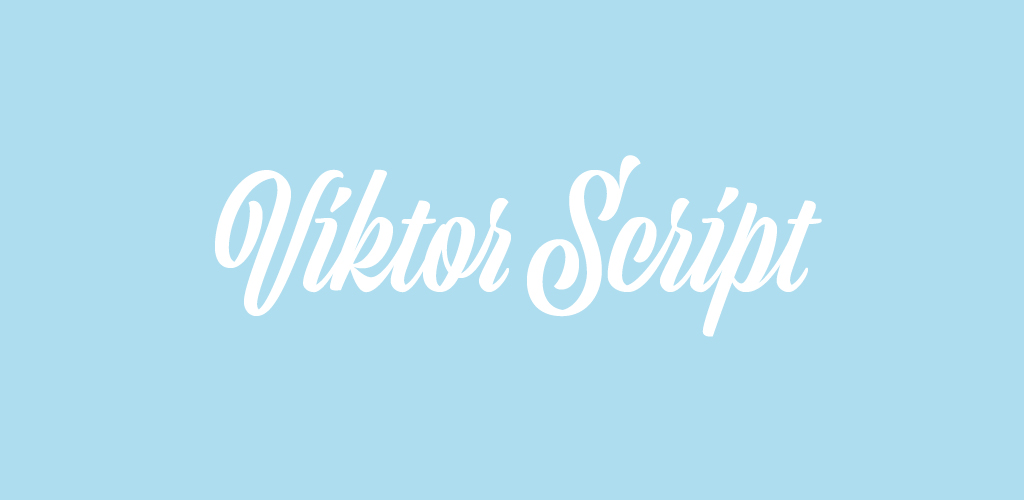 Viktor Script font on light blue background