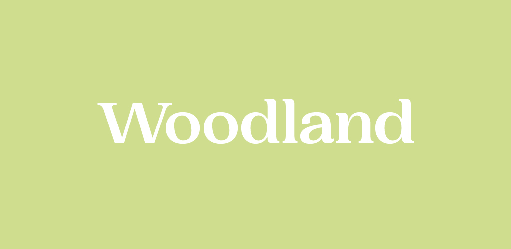 Woodland font on pea green background