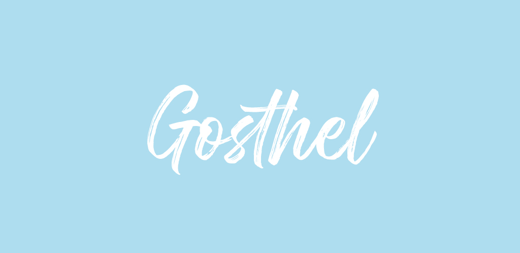 Gosthel font on light blue background