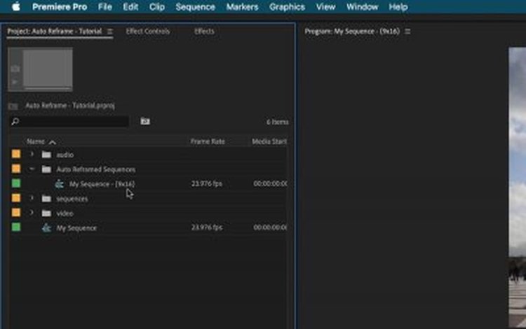 Edit for Social Media with Premiere Pro's Auto Reframe — Auto Framed Sequence Folder