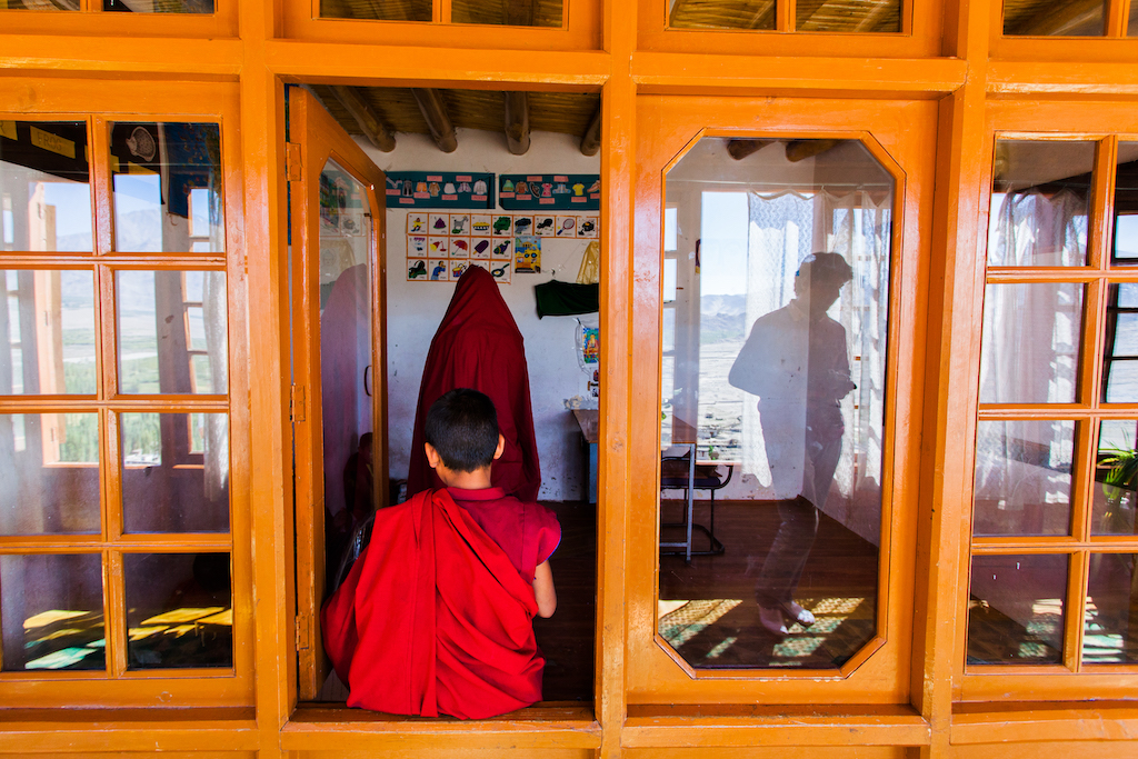 From the Himalayas: A Photographer’s Journey to Complete Remoteness — Monk in Classroom