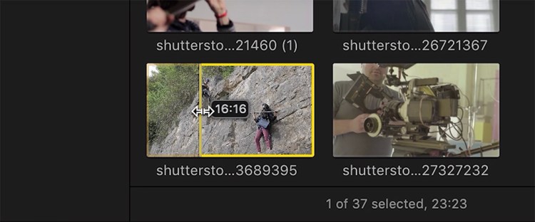 In and out in preview filmstrip