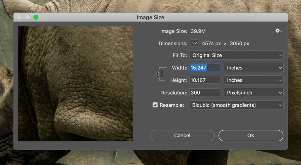 resize an image in photoshop