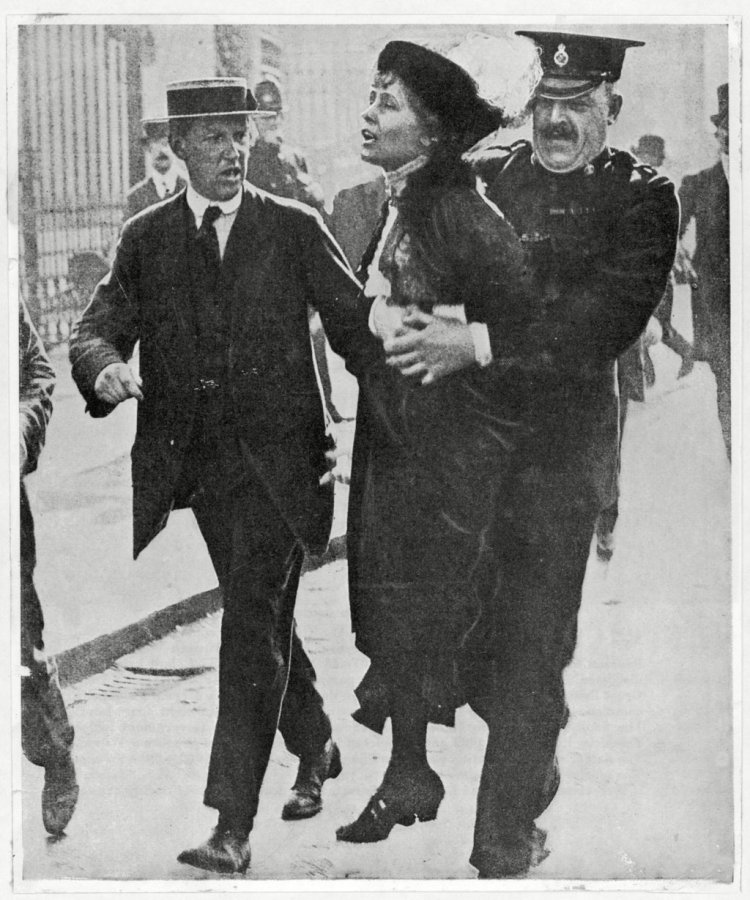 Mrs. Pankhurst Detained by Police, Buckingham Palace
