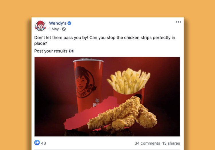 Example of the company Wendy's asking questions for their audience to answer on Facebook