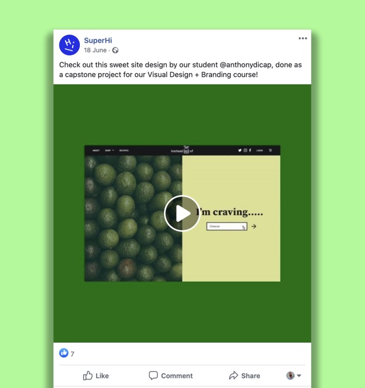 Screenshot of user-generated content