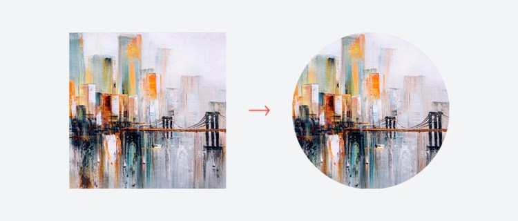 Before/after crop showing square painting to circle