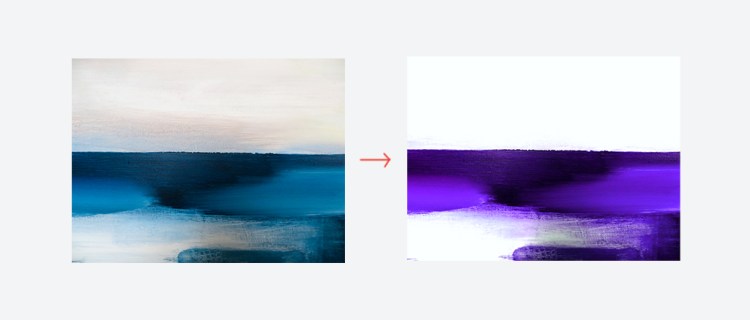 Before/after effects of blue to purple abstract painting