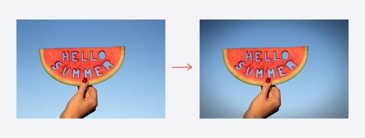 Before/after Vignette of watermelon slice that reads 