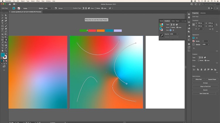 Custom Gradients in Illustrator sẽ giúp bạn tạo ra những Gradient độc đáo và không giới hạn. Bạn có thể tự do thay đổi và kết hợp các màu sắc đến tận cùng của sự sáng tạo. Chắc chắn đây sẽ là một trải nghiệm đầy thú vị dành cho các nhà thiết kế.
